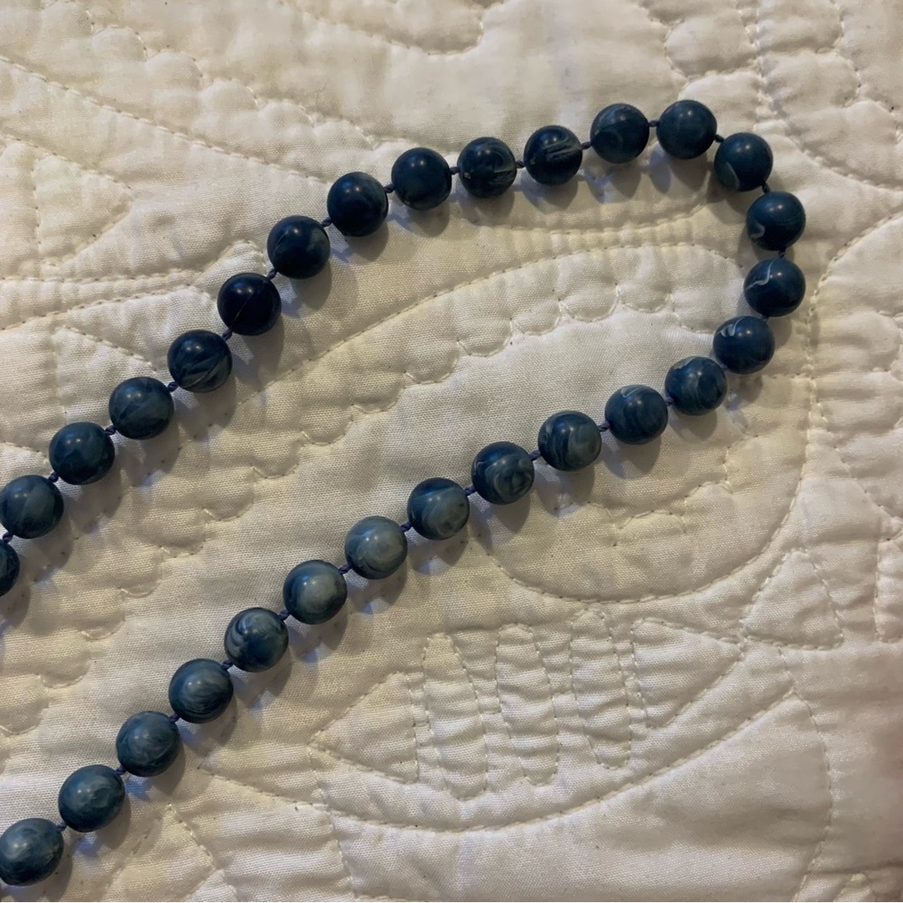 Simple Blue Beaded Necklace
